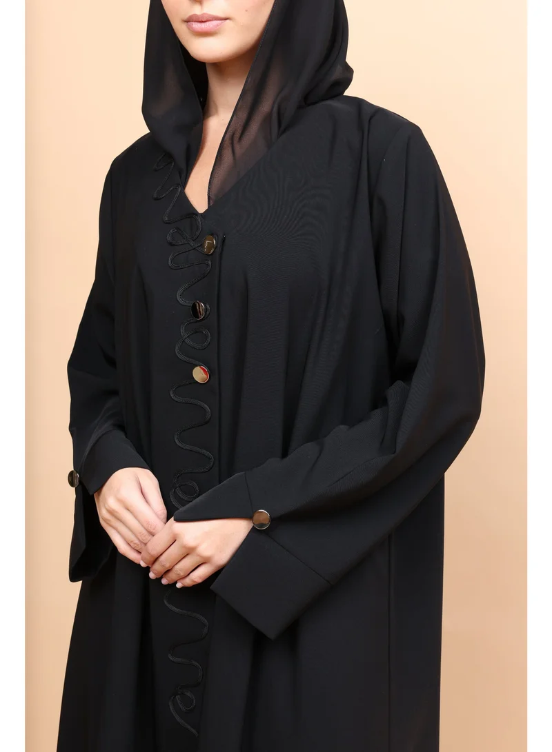 اكسا عباءة سوداء بتصميم موجة ثعبان سماوية